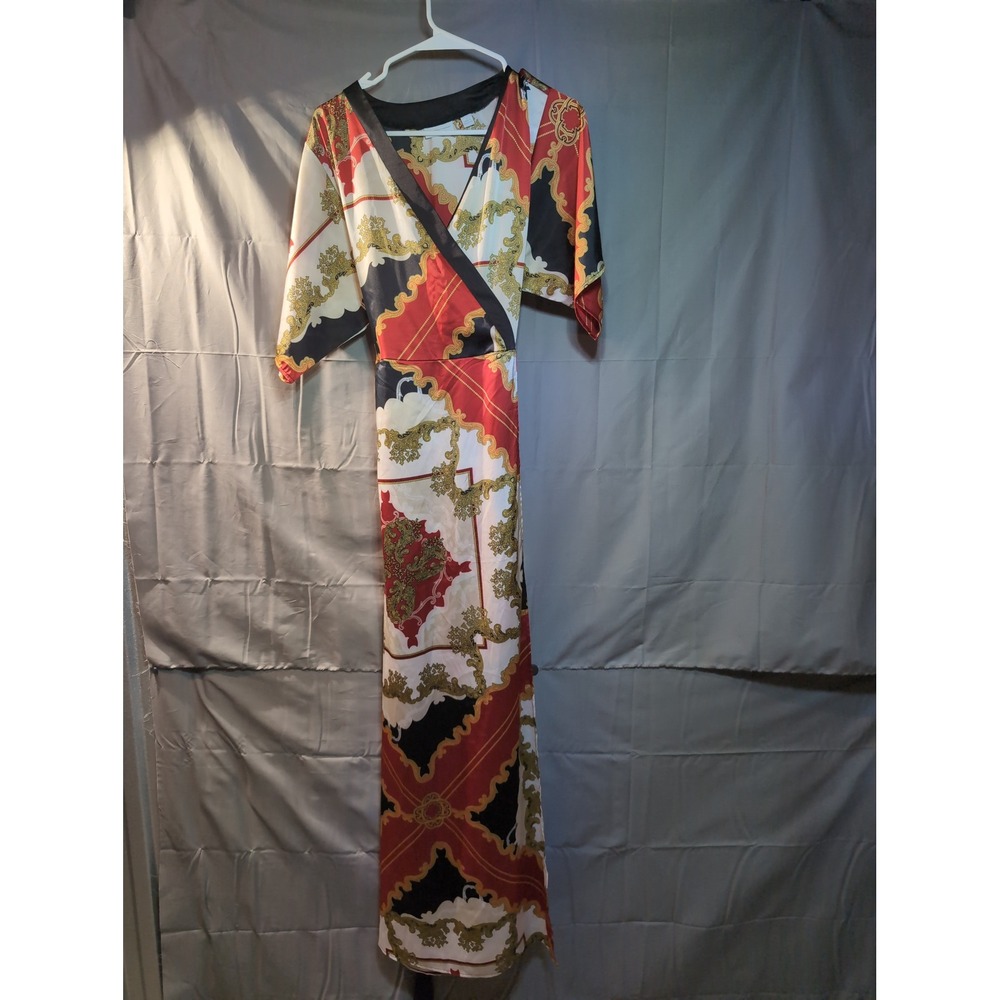 New York Company Women's Size S Maxi Wrap‎ Dress Baroque Print